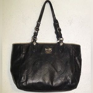 Coach black leather shoulder bag
